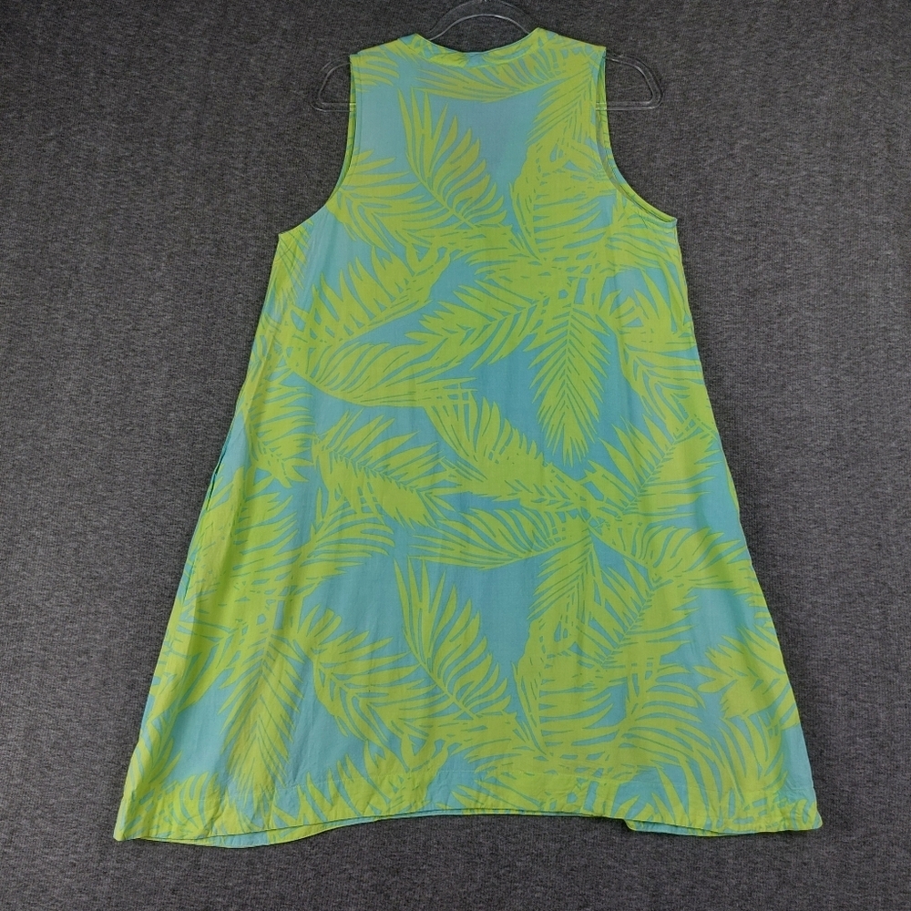 ESCAPADA LIVING WOMEN BRIGHT BLUE GREEN TROPICAL BREEZY SHORT SLEEVELESS DRESS M - Picture 8 of 8